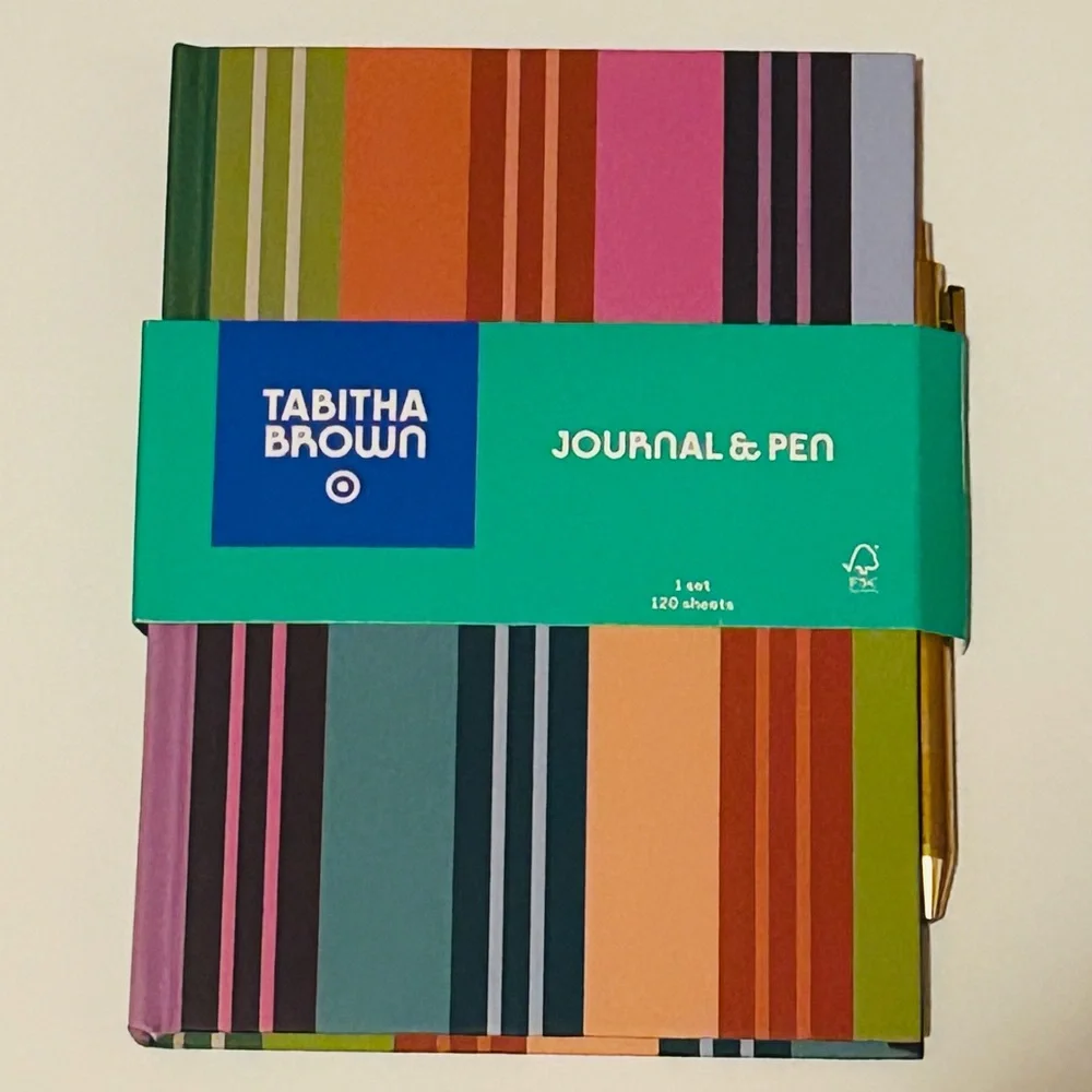 NEW!! Tabitha Brown “Stay Focused” Striped Hardcover Journal And Pen Set (NWT)